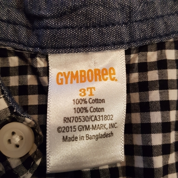 Gymboree boys size 3T button down top black & white checked - Picture 4 of 5